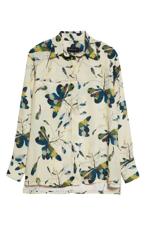 Azara Button-Up Crepe Shirt
