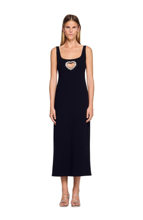 Rhinestone heart maxi dress