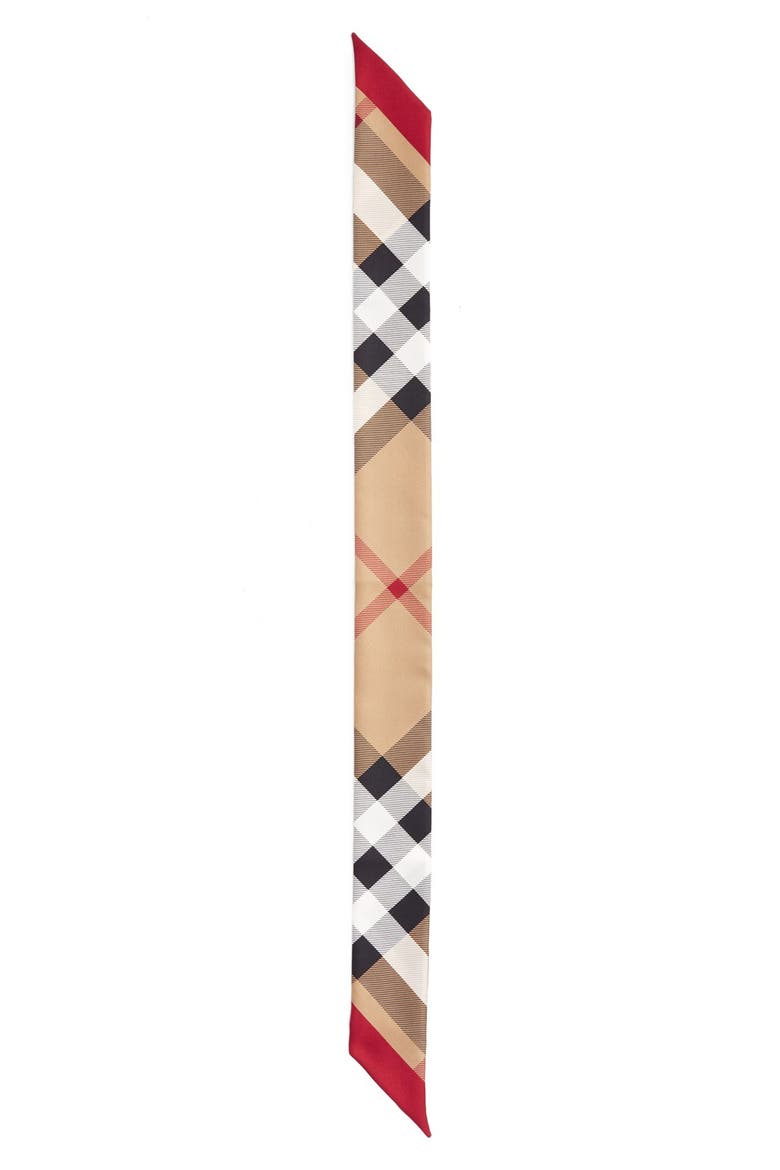 Exploded Check Mulberry Silk Shortie Scarf, Alternate, color, CAMEL