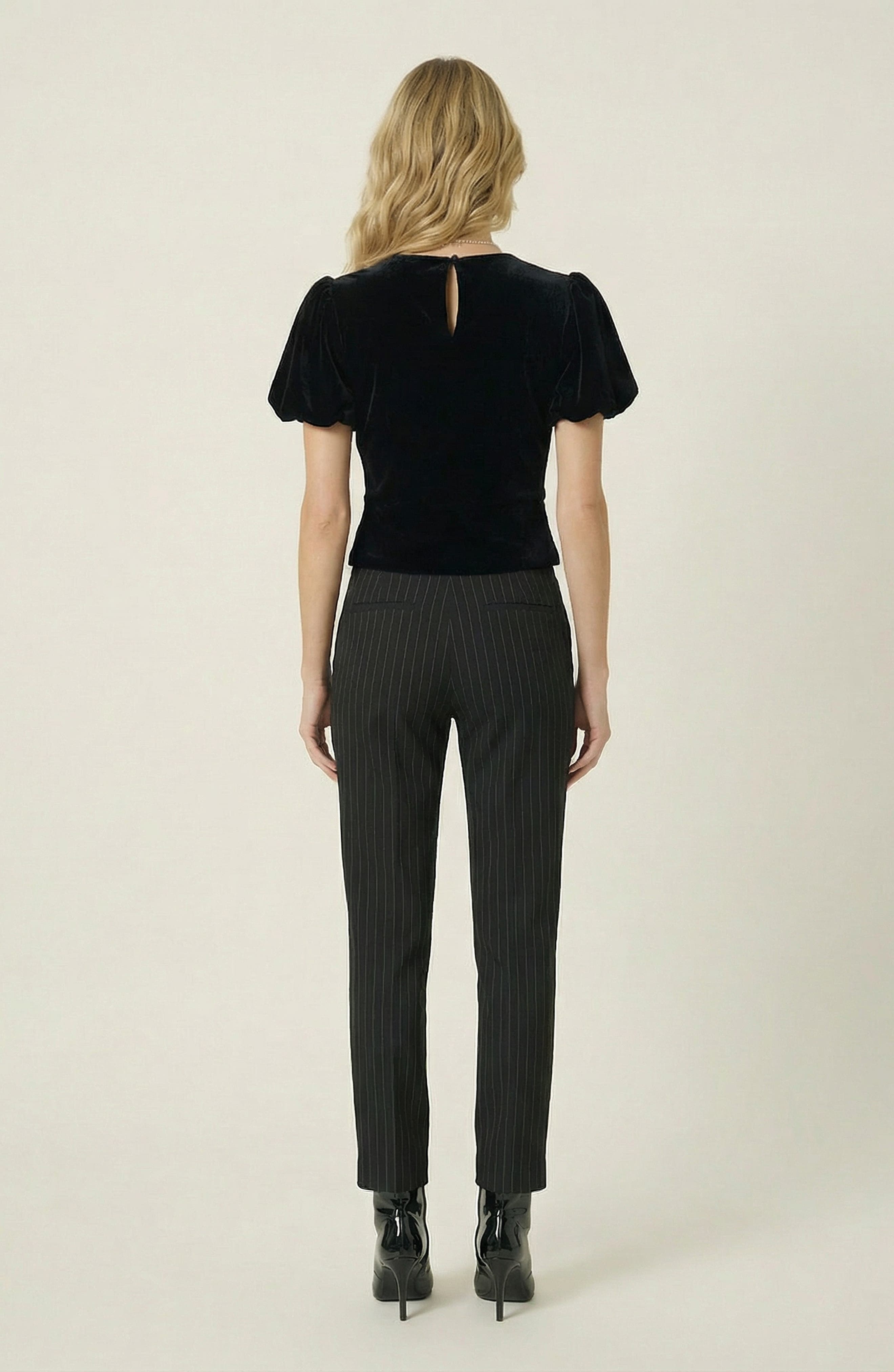 Velvet Puff Sleeve Keyhole Top - image 2