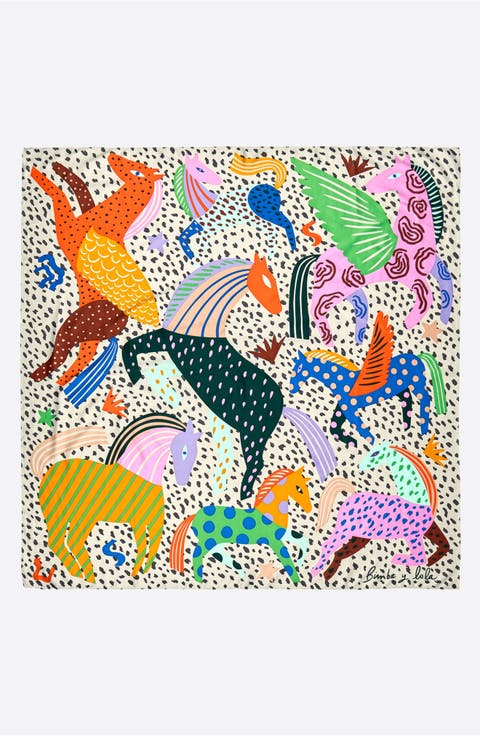 Horse Scarf With Mini Prints