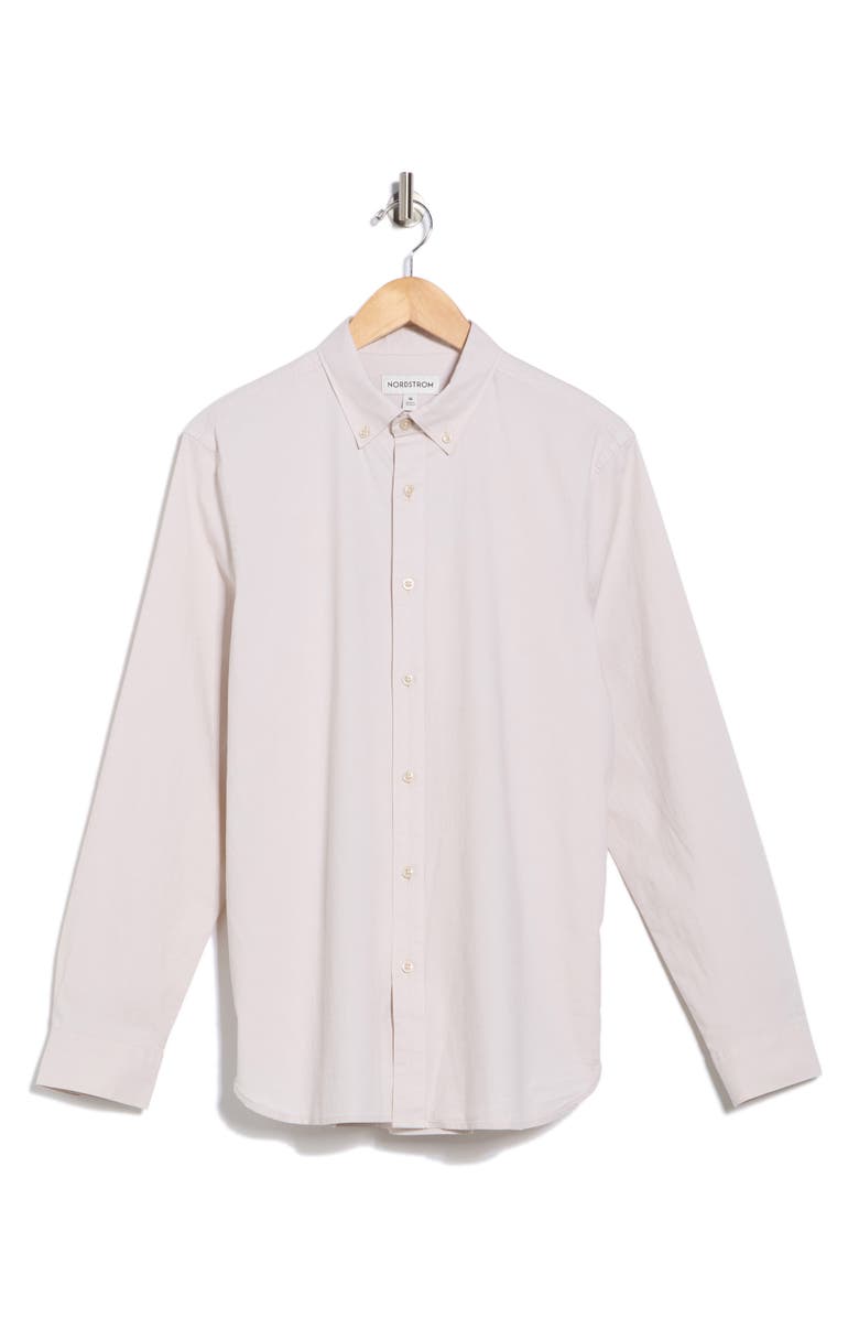 Nordstrom Stretch Cotton Button-Down Oxford Shirt, Alternate, color, Beige White Eoe