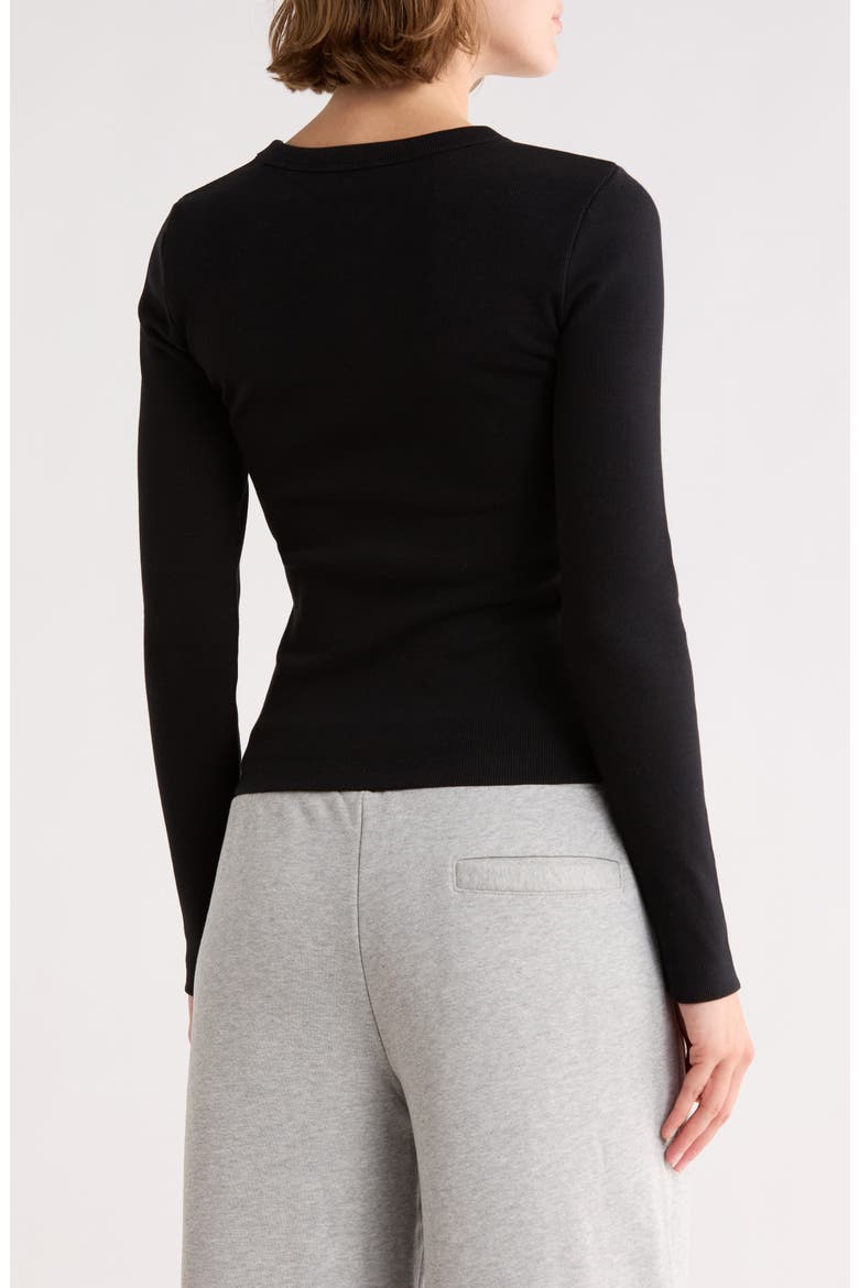Fitted Long Sleeve Ribbed Crop T-Shirt, Alternate, color, BLACK NIGHT