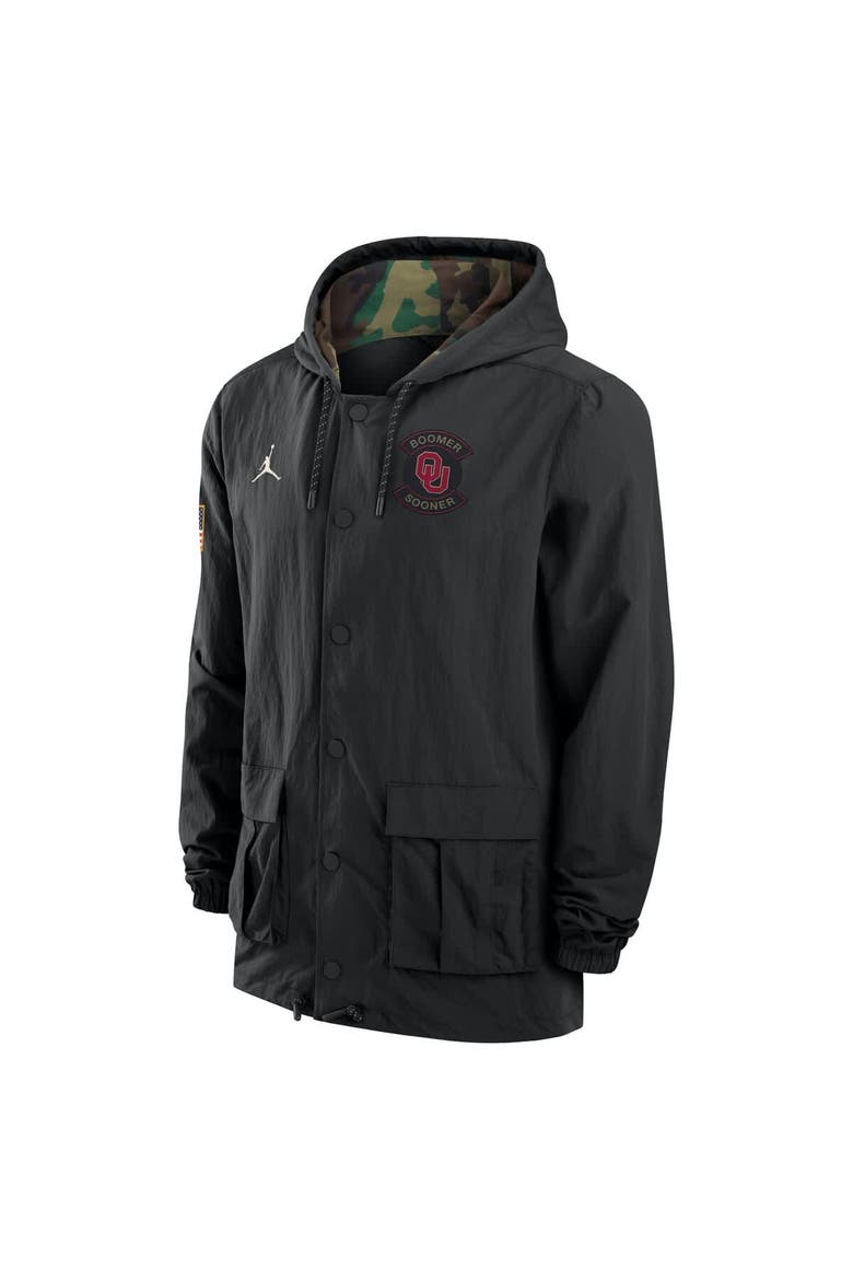 Men's Jordan Brand Black Oklahoma Sooners 2025 NCAA Military Appreciation Full-Snap Jacket, Alternate, color, Black