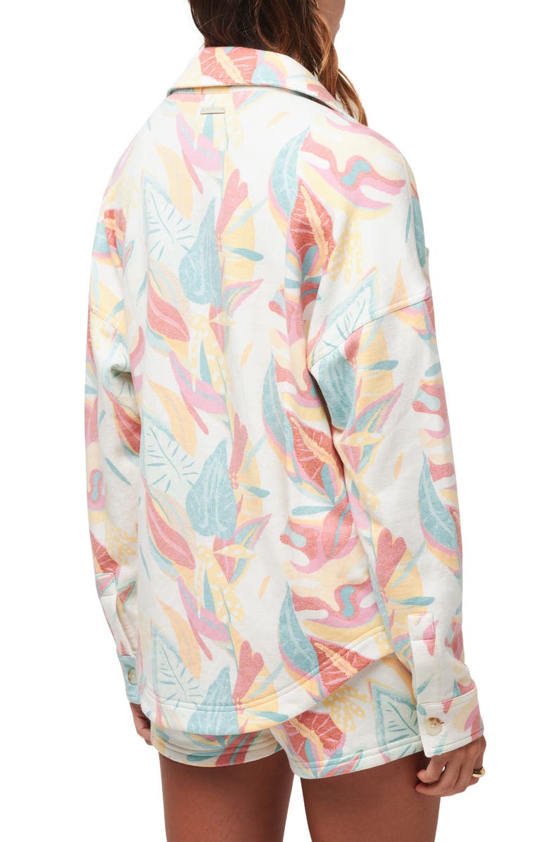 TravisMathew Vacay & Rose Leaf Print Knit Button-Up Shirt, Alternate, color, 