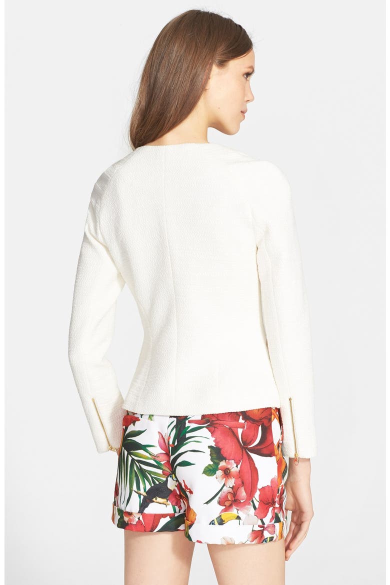 'Ayeleen' Textured Biker Jacket, Alternate, color, CREAM