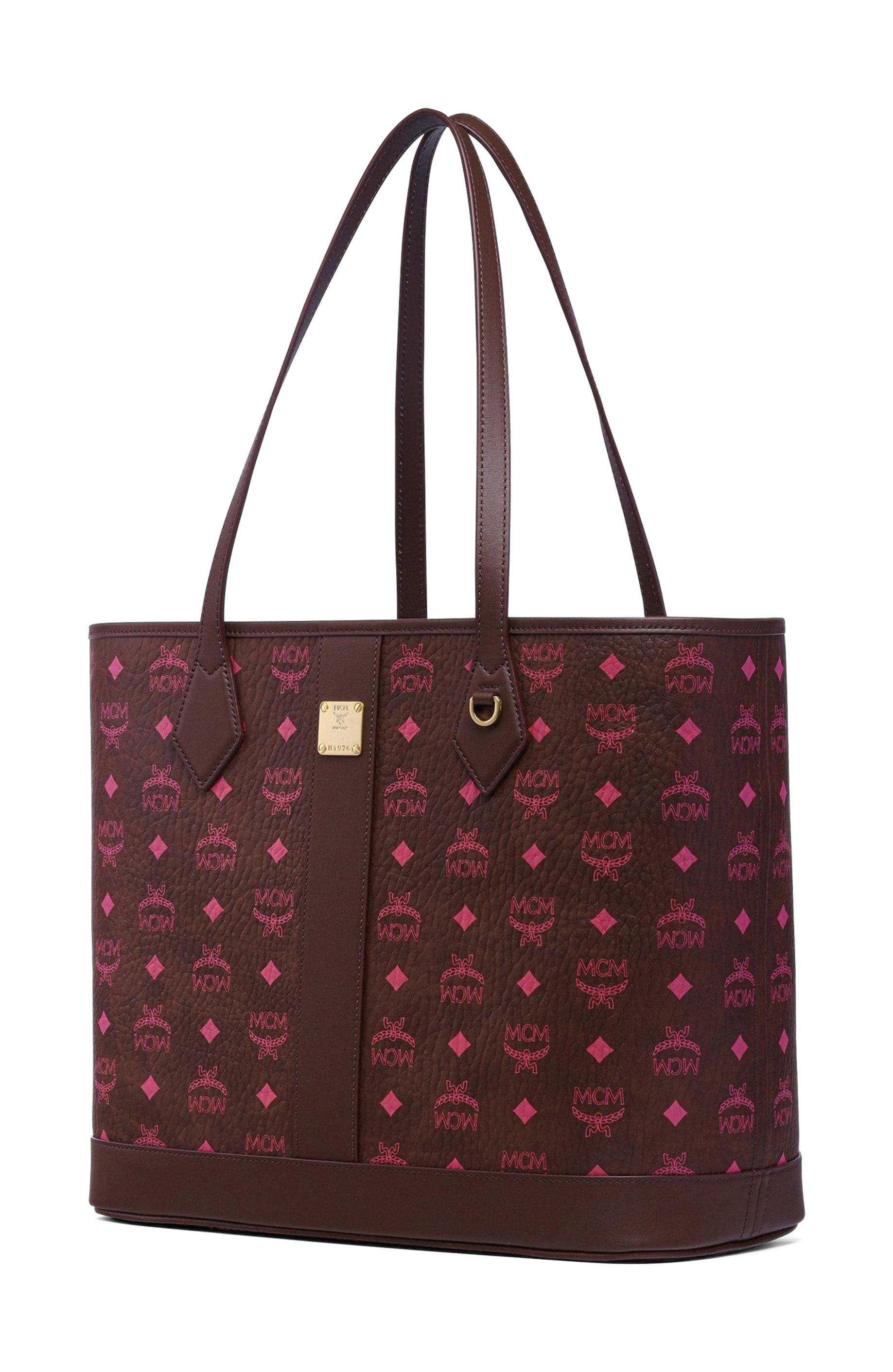 New Medium Liz Shopper in Visetos, Alternate, color, Cinnamon