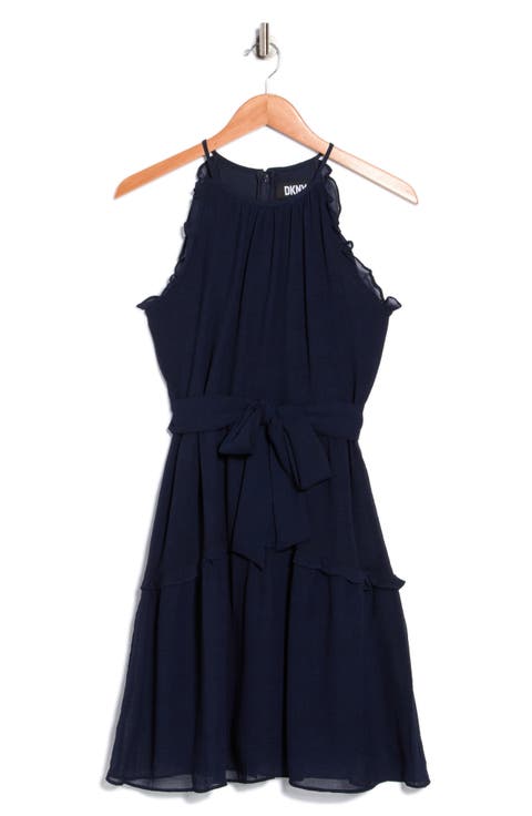 Ruffle Trim Chiffon Dress