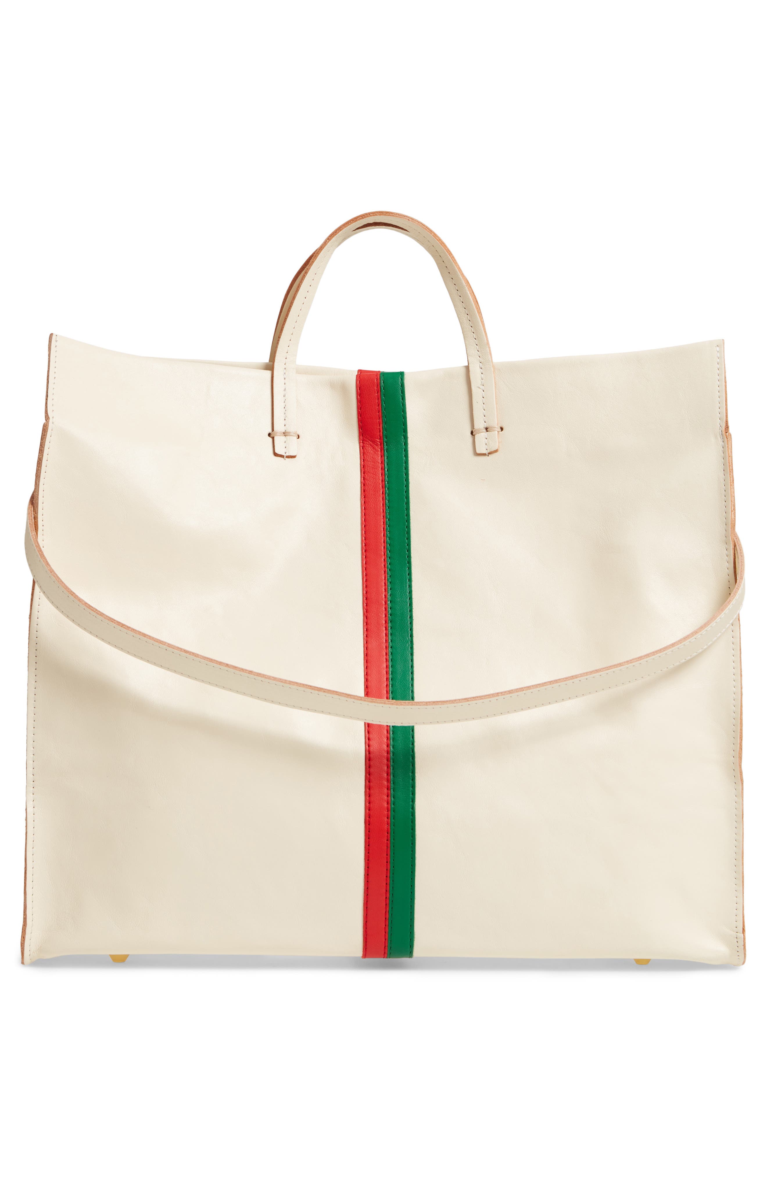 Clare V. Simple Stripe Leather Tote, Alternate, color, 