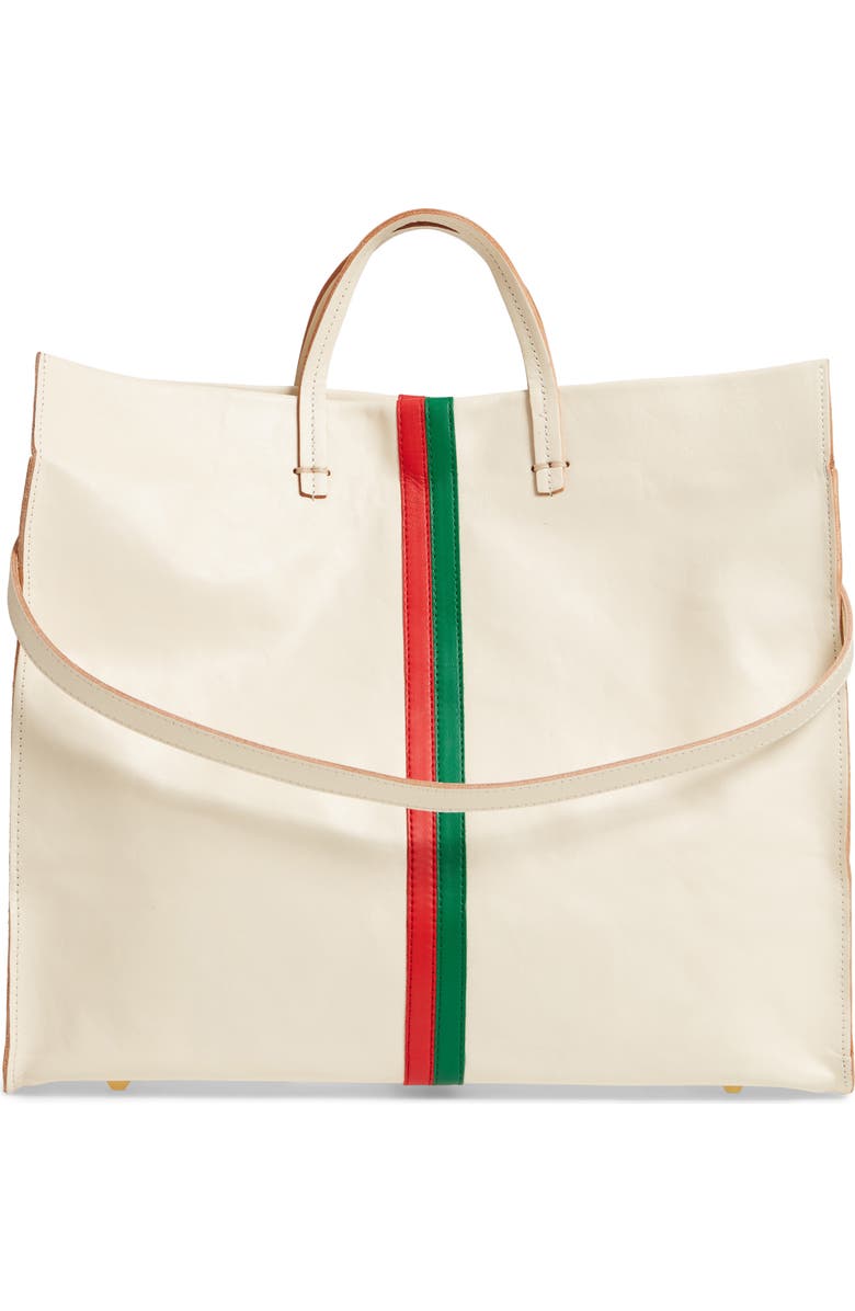 Clare V. Simple Stripe Leather Tote, Alternate, color,