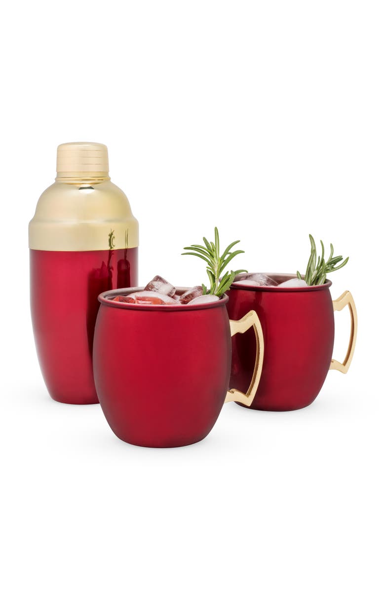 TWINE Moscow Mule Mug & Shaker Gift Set in Red, Main, color, Red