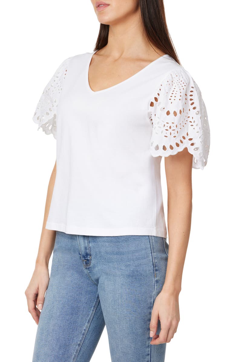 CURVE APPEAL Eyelet Sleeve Jersey T-Shirt, Alternate, color, 
