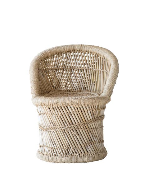 Children's Handwoven Wood and Rope Chair, Tan