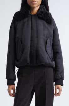 Vadra Recycled Nylon Bomber Jacket With Faux Shearling Collar