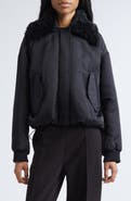 Proenza Schouler Vadra Recycled Nylon Bomber Jacket With Faux Shearling Collar