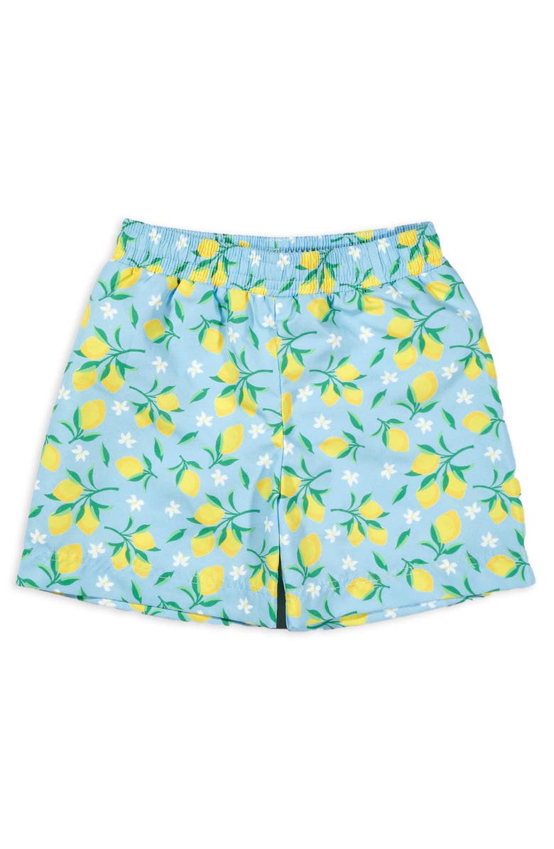 Florence Eiseman Lemon Print Swim Trunk, Main, color, Blue / Yellow