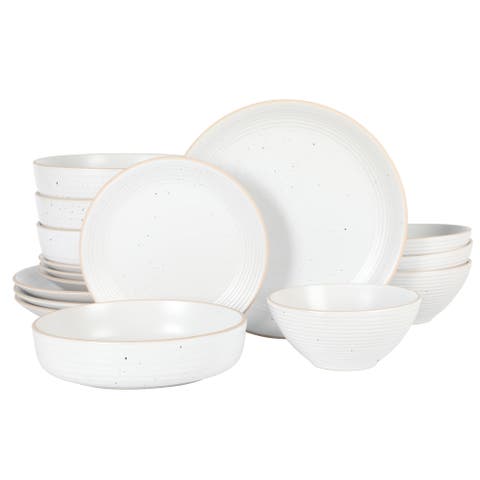 Dinah Double Bowl Stoneware Embossed Dinnerware Set