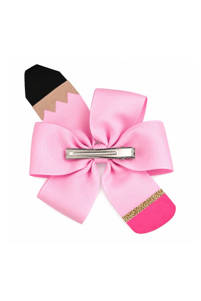 Pencil Back-to-School Hair Bow, Alternate, color, Pink