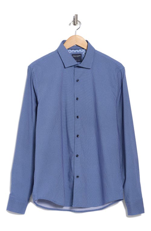 Denim And Flower Geometric Print Button-up Shirt In Blue