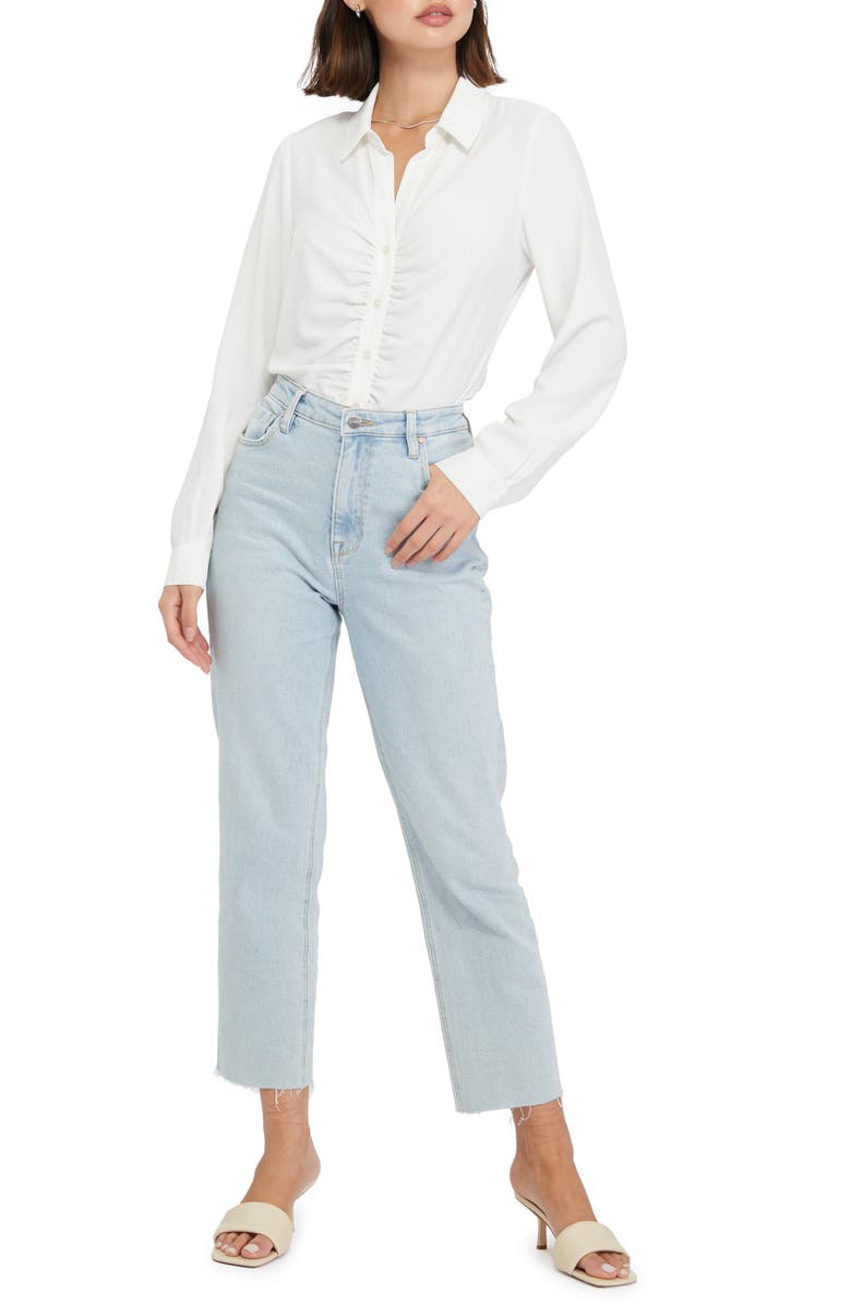 Sanctuary Ruched Boyfriend Button-Up Shirt, Alternate, color, 