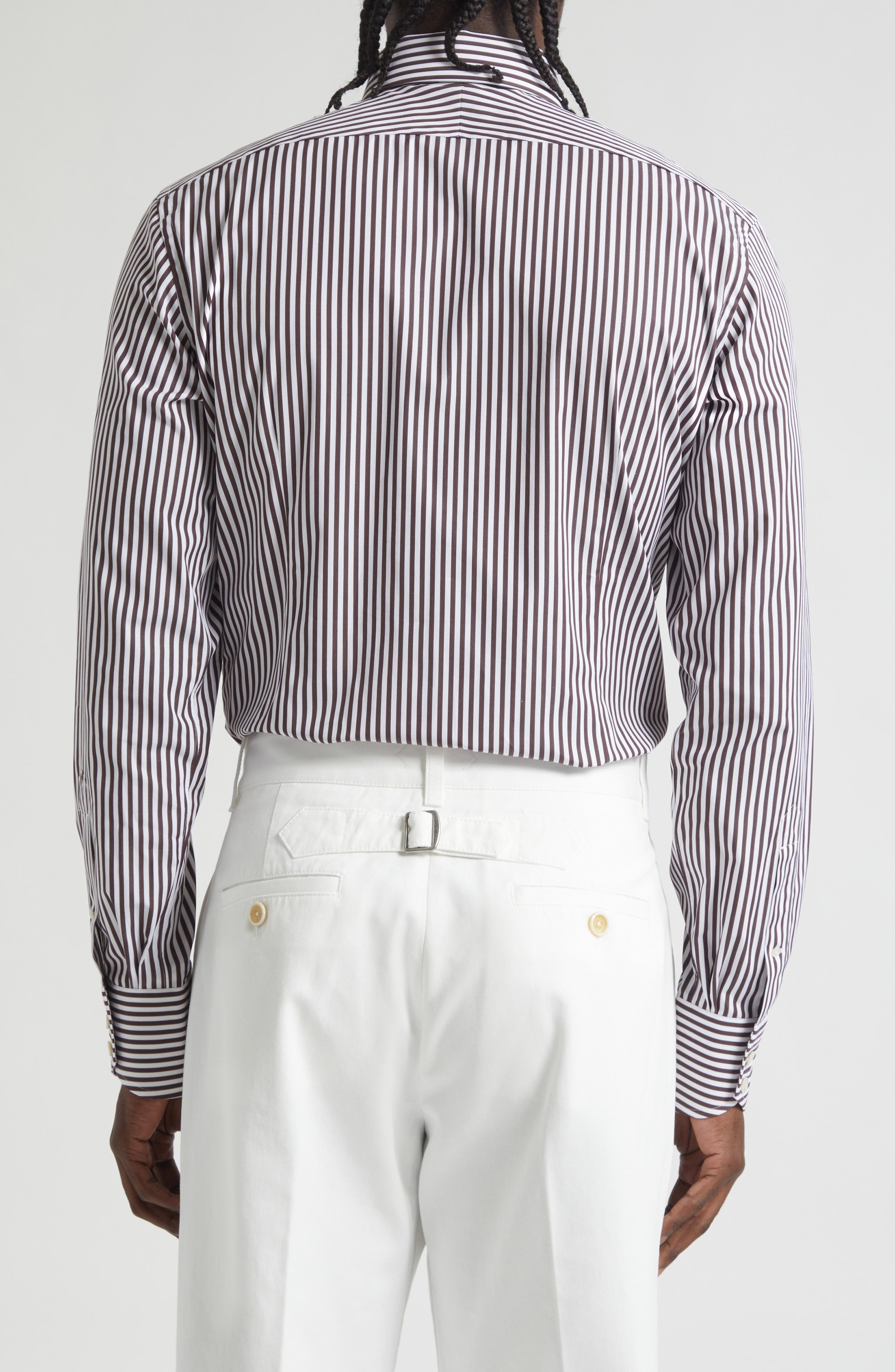 Slim Fit Ladder Stripe Button-Up Shirt - image 2