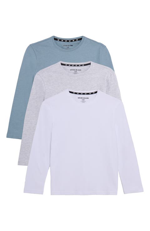 Kids' 3-Pack Long Sleeve Cotton T-Shirts (Big Kid)