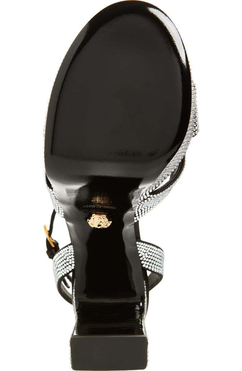 Versace Medusa Bow Platform Sandal, Alternate, color, Black Crystal/ Versace Gold