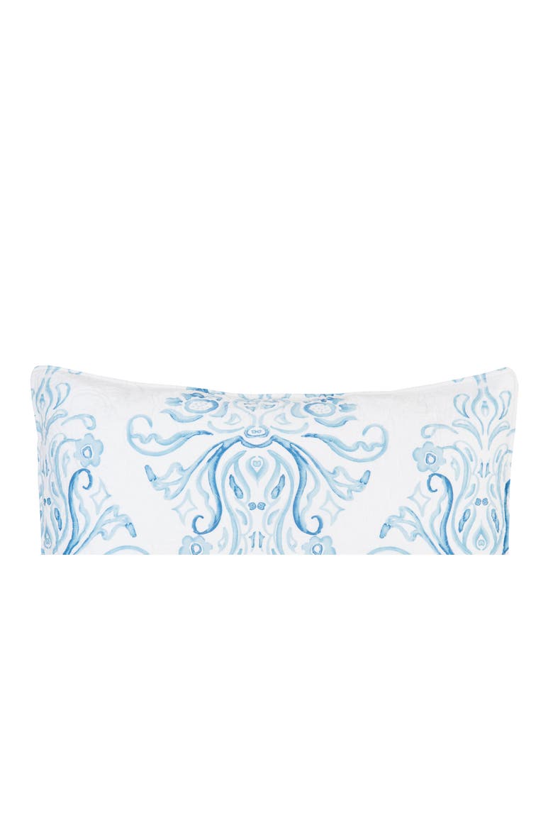 Veranda Blue Watercolor Damask 100% Cotton Standard Pillow Sham 20" x 26", Alternate, color, Blue