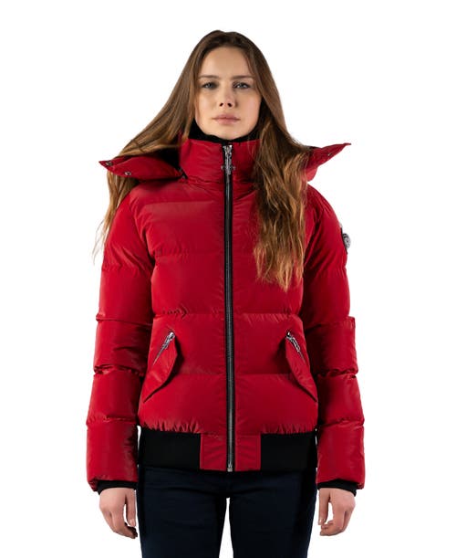 Woodpecker Woody Bomber Quilted Coat In Red