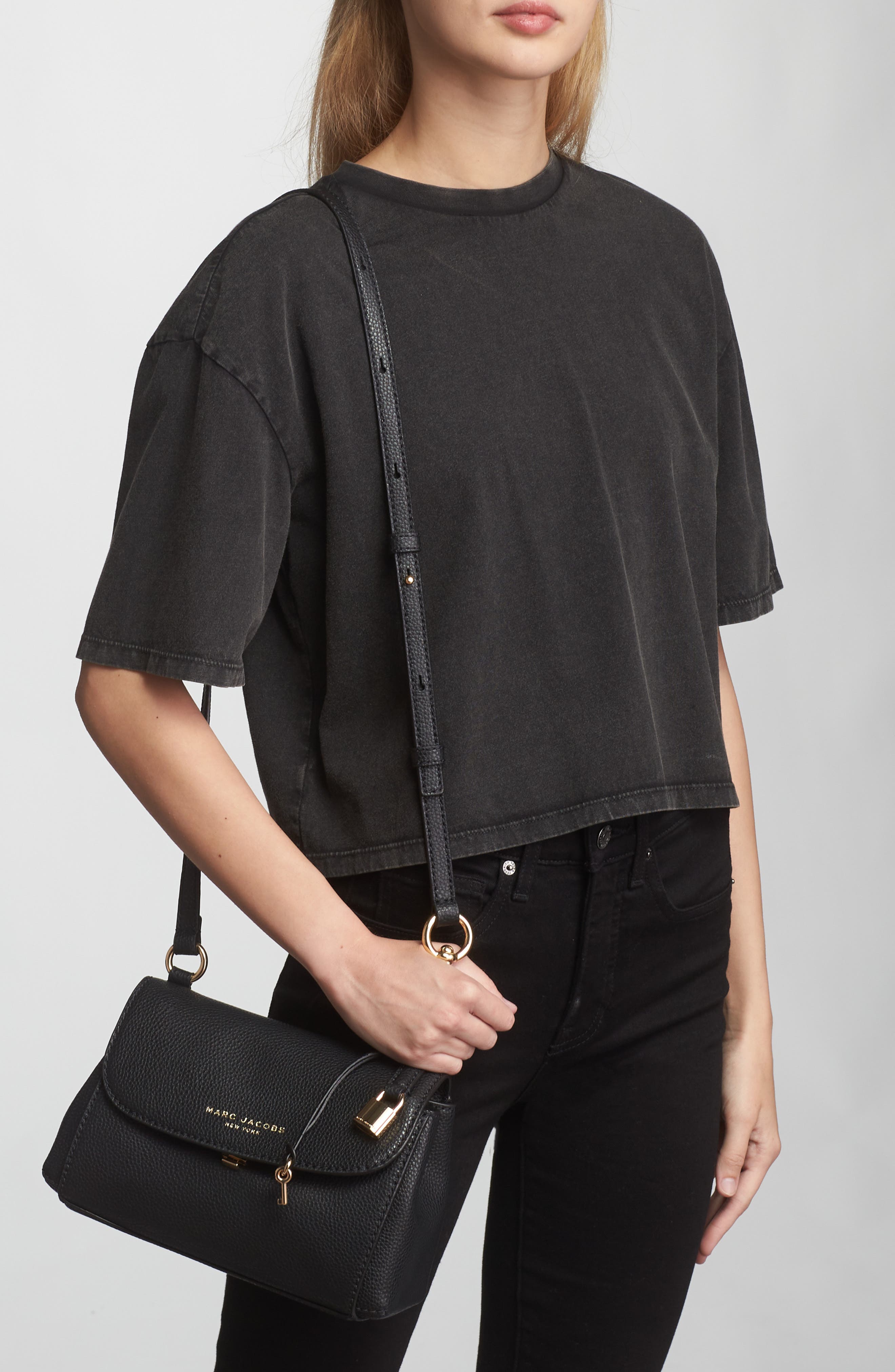 Marc Jacobs Mini Boho Grind Leather Shoulder Bag, Alternate, color, 