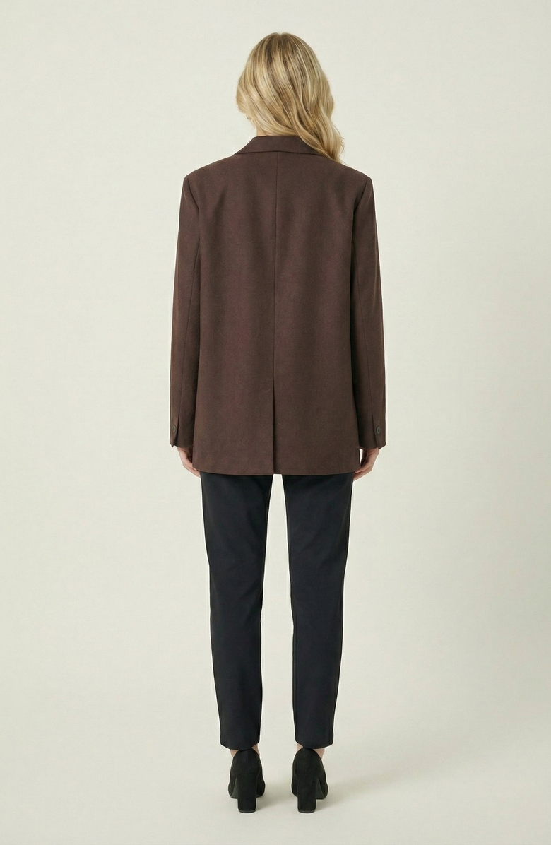 Modenaire Patchwork Detail Notched Lapel Blazer, Alternate, color, Dark Brown