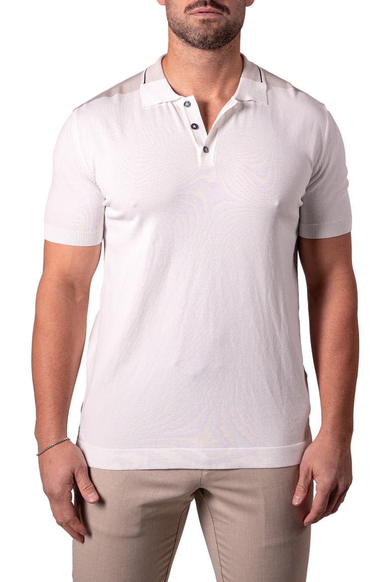 Tipped Colorblock Polo, Main, color, WHITE