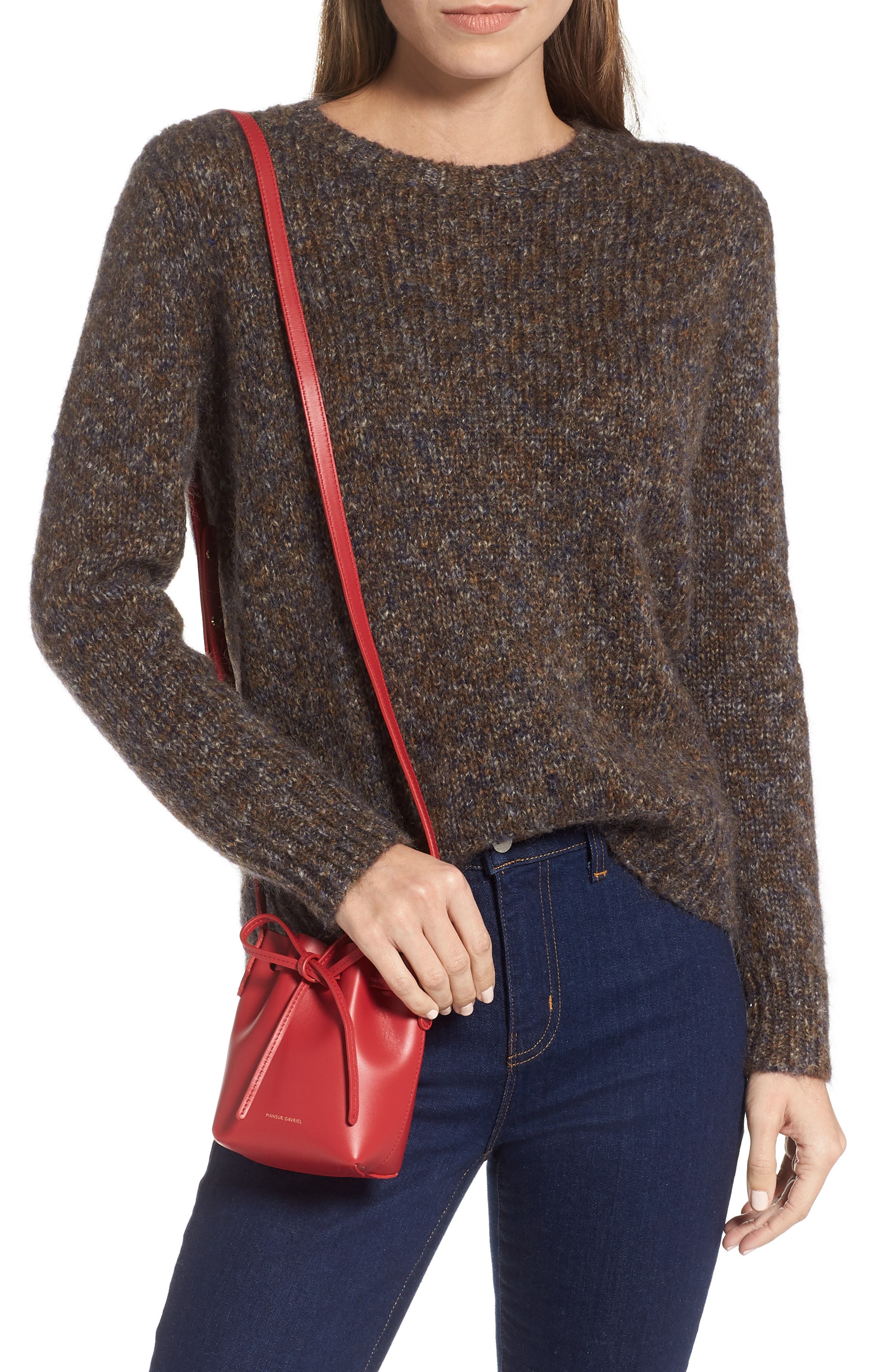 Mansur Gavriel Baby Leather Bucket Bag, Alternate, color, 