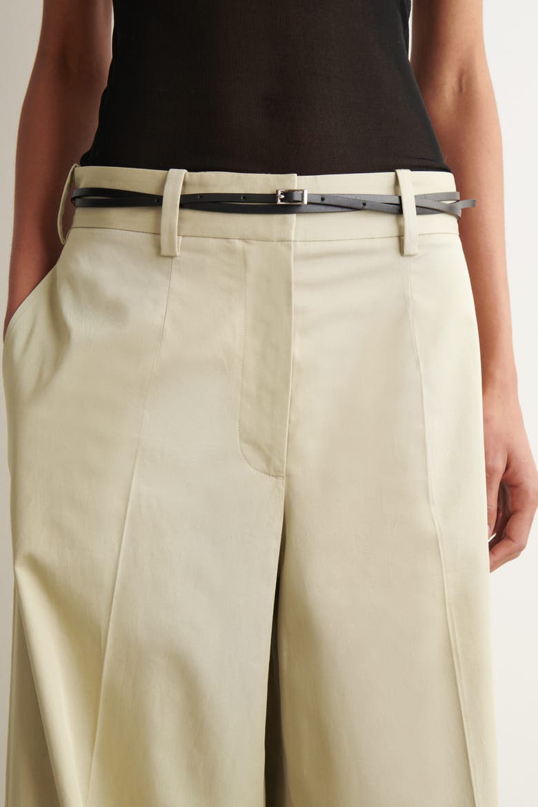 Cotton-twill Wide-leg Turn-up Pants, Alternate, color, BEIGE