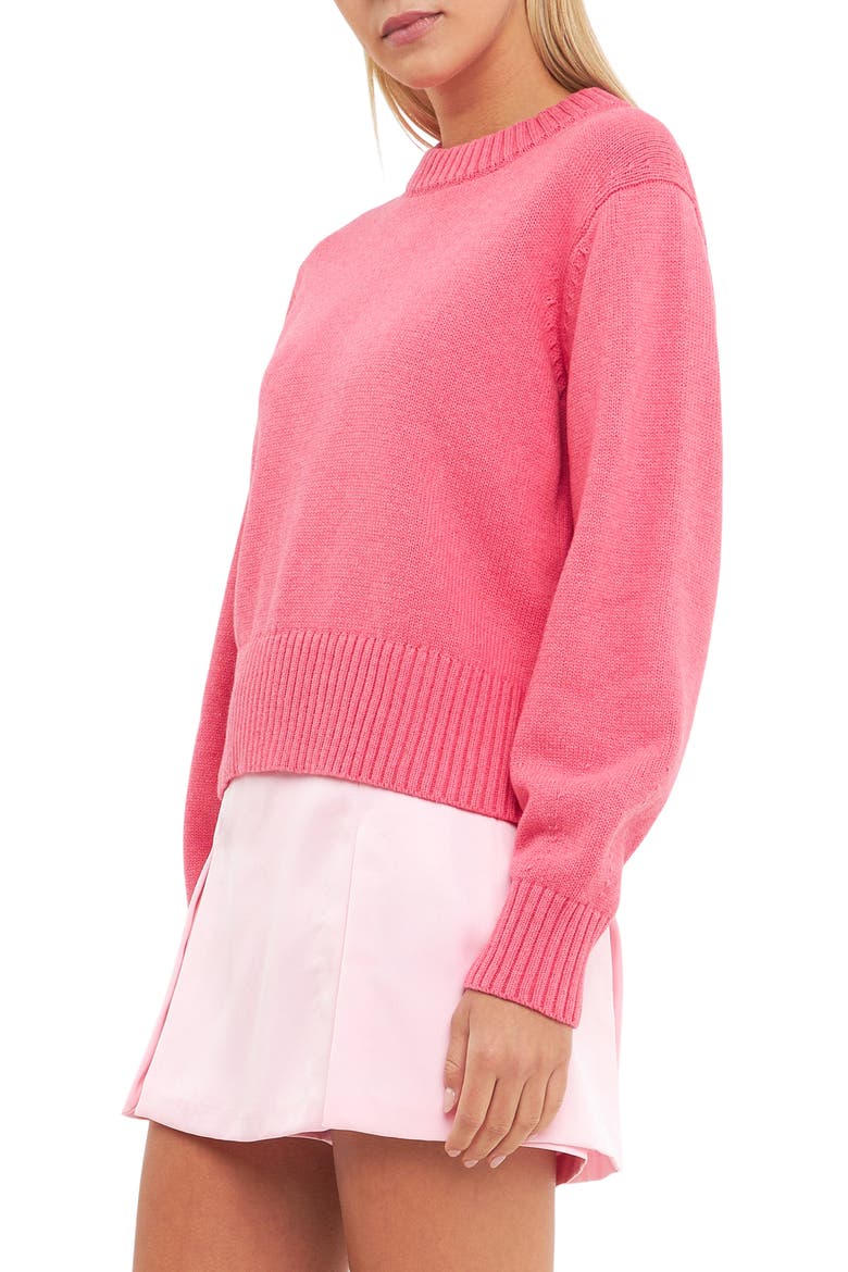 Crewneck Cotton Blend Sweater, Alternate, color, PINK