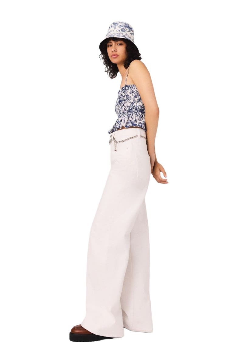 maje High-waisted wide-leg jeans, Alternate, color, White