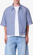 mnml Crispy Oversize Check Short Sleeve Cotton Poplin Button-Up Overshirt