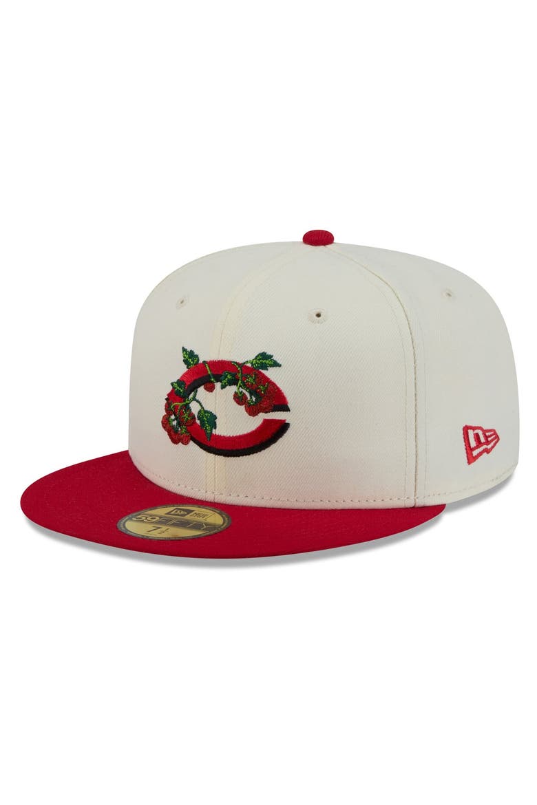 Men's New Era White/Red Cincinnati Reds Blossom 59FIFTY Fitted Hat, Alternate, color, White