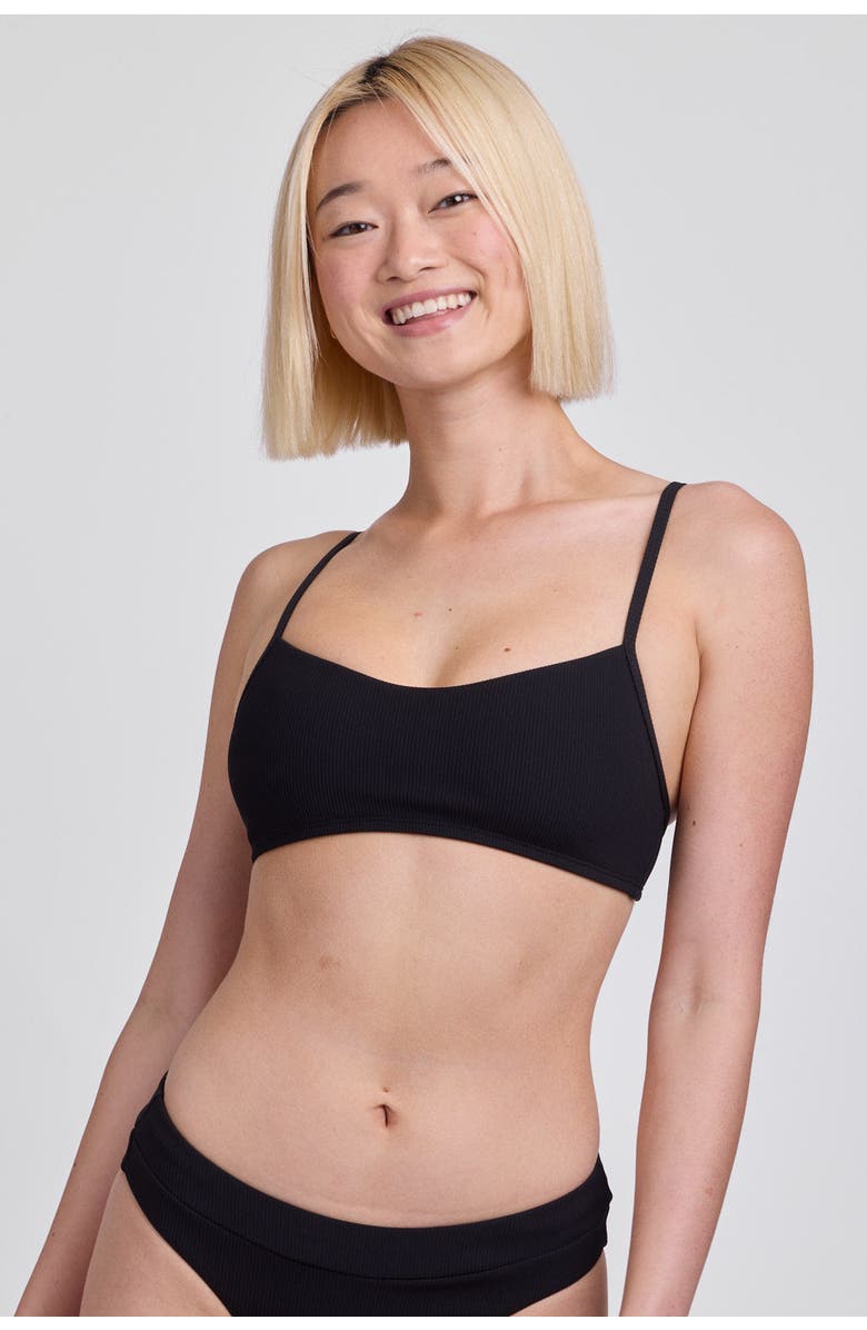 JOLYN Eryn Bikini Top, Main, color, Black Ribbed