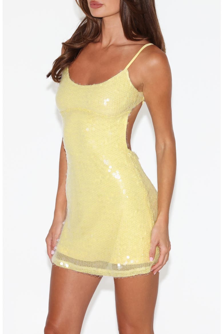 Kianna Sequin Open Back Minidress, Alternate, color, YELLOW