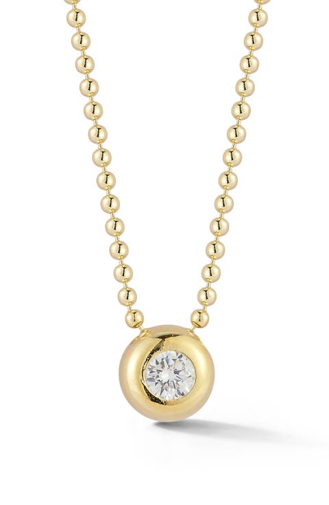 14K Gold Plate Round Pendant Necklace