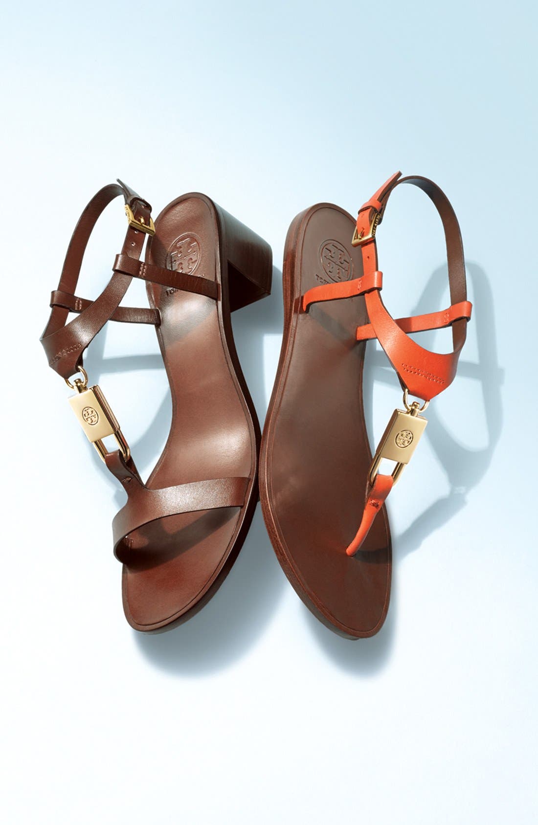 Tory Burch 'Padlock' Leather Sandal, Alternate, color, 