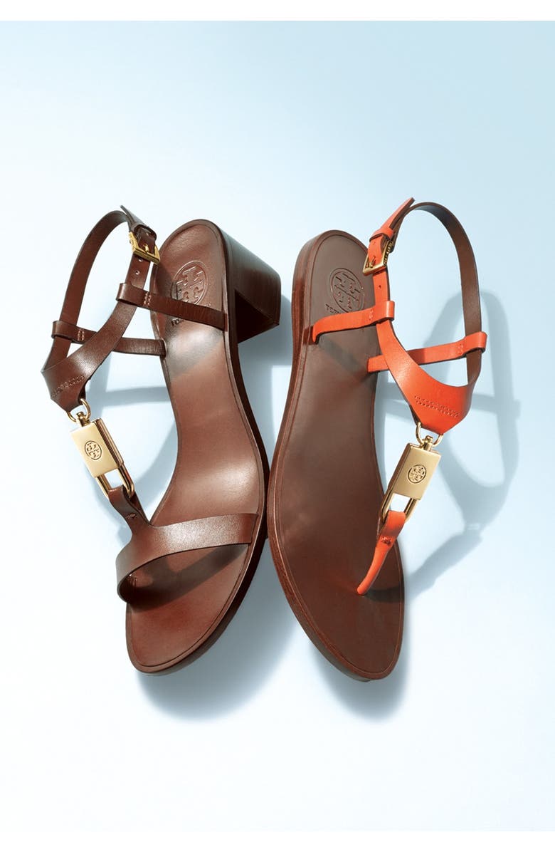 Tory Burch 'Padlock' Leather Sandal, Alternate, color,