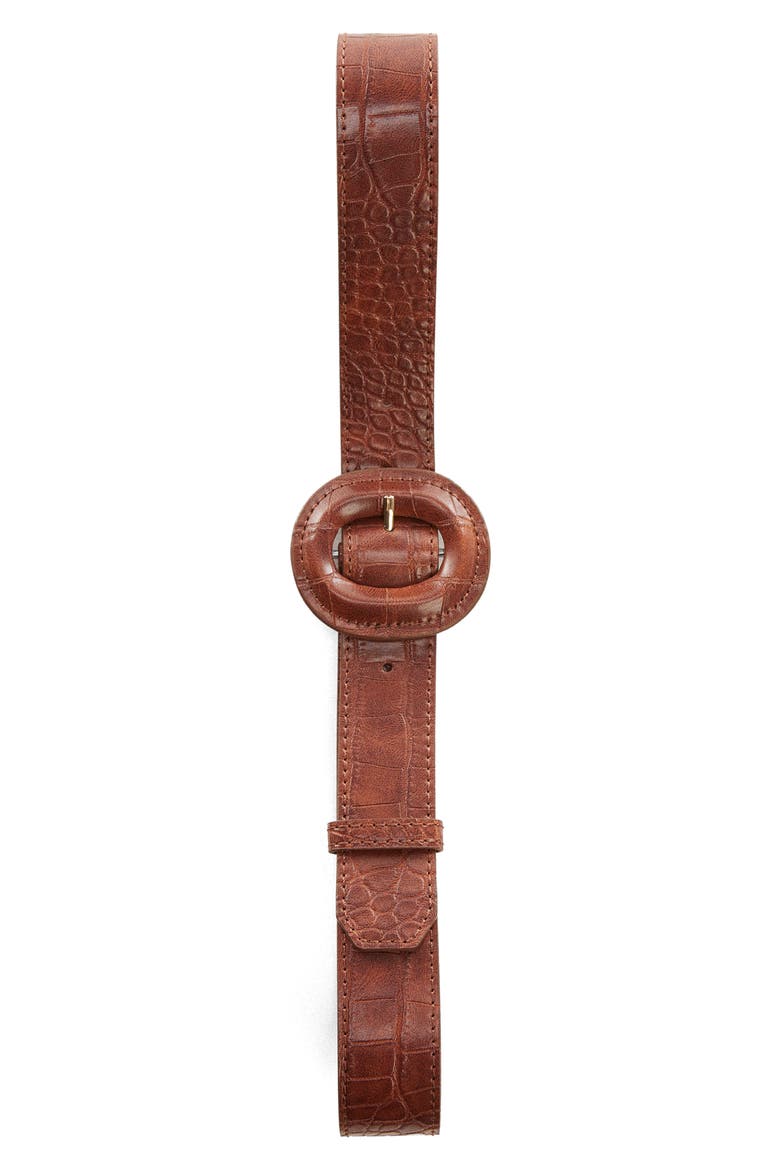 Croc Embossed Belt, Alternate, color, COGNAC
