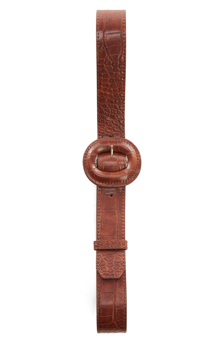 MANGO Croc Embossed Belt, Alternate, color, 