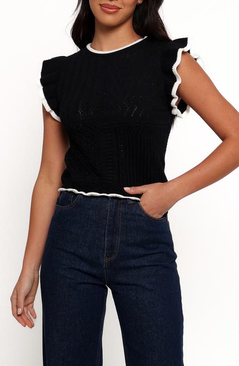 Abby Flutter Sleeve Crop Sweater