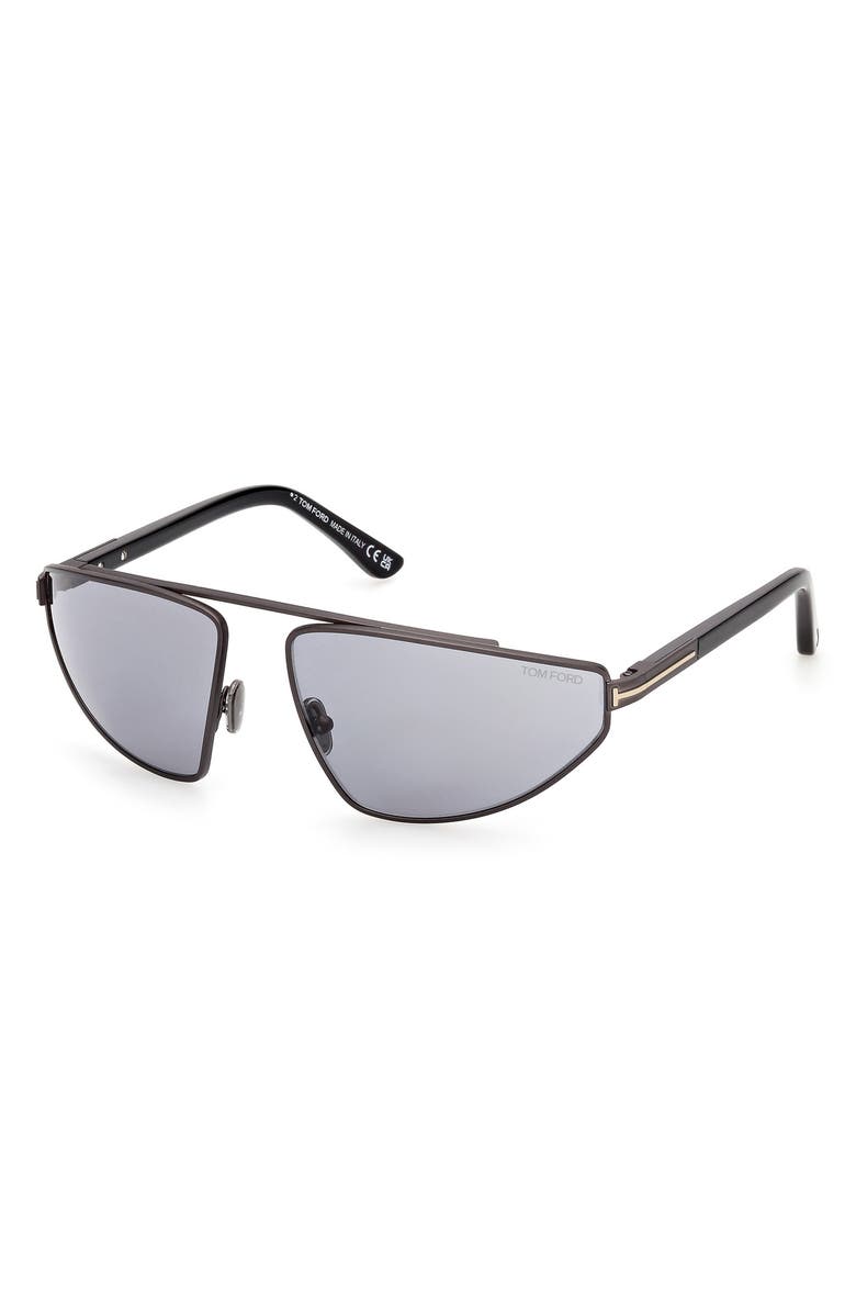 TOM FORD Parker 64mm Oversize Pilot Sunglasses, Alternate, color, Dark Ruthenium/ Smoke Lens