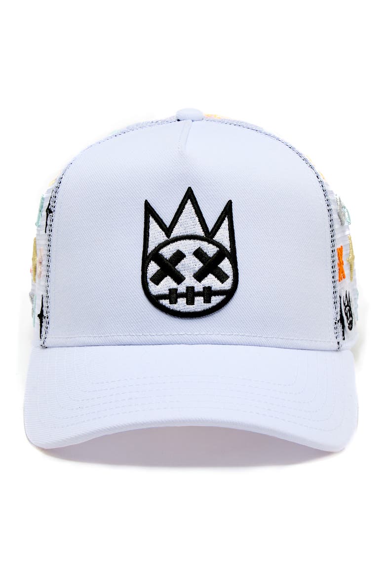 Shimuchan Logo Trucker Hat, Main, color, WHITE PATTERN