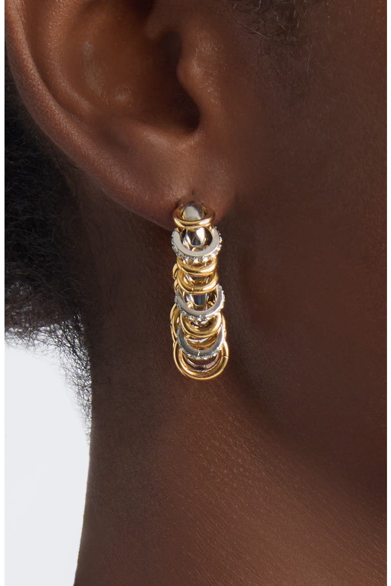 Small Punk XL Link Pierced Mixed Metal Open Oval Hoop Earrings, Alternate, color, GOLD / SILVER
