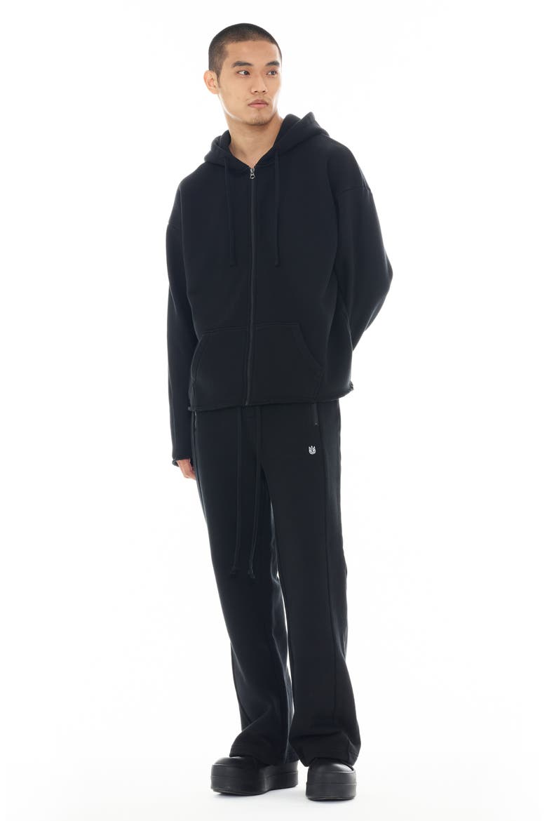 Core Raw Hem French Terry Zip Hoodie, Alternate, color, BLACK